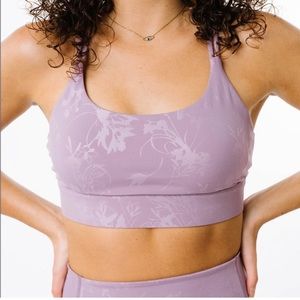 ZYIA Active Lilac Floral Double Strap Sports Bra Large